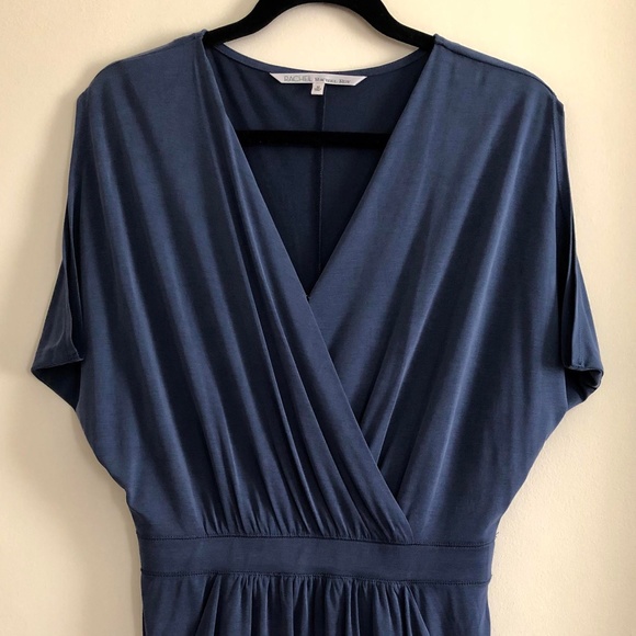 Drape detail mid length dress in steel blue - Picture 1 of 5